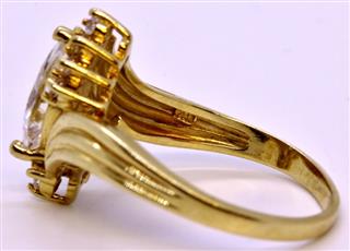 diamonique qvc yellow gold 14k ring bypass marquise cz engagement solid